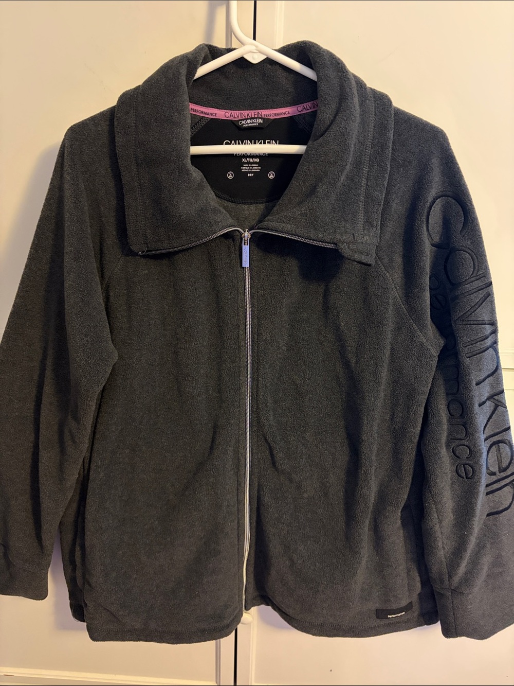 Calvin Klein Charcoal Gray Full-Zip Fleece Jacket